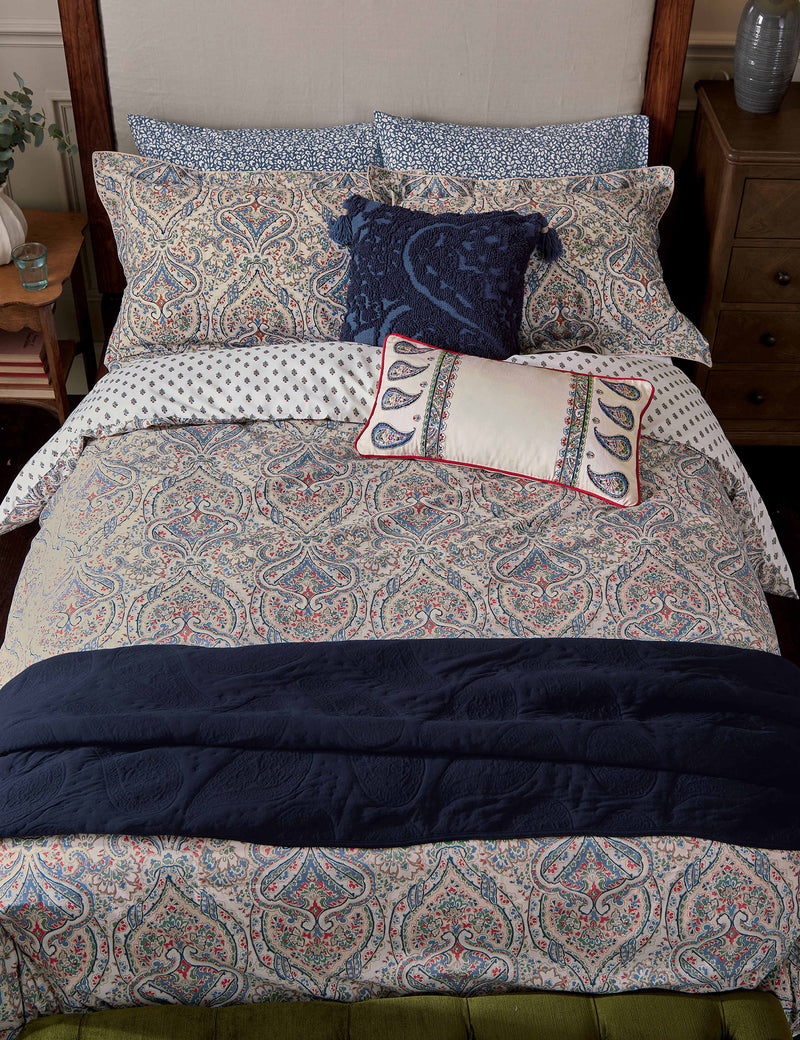 Pure cotton paisley needlepoint cushion (British brand)