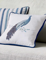 M&S Laura Ashley Pure Cotton Peacock Beaded Scatter Cushion 40cm- Buy online at McGrocer