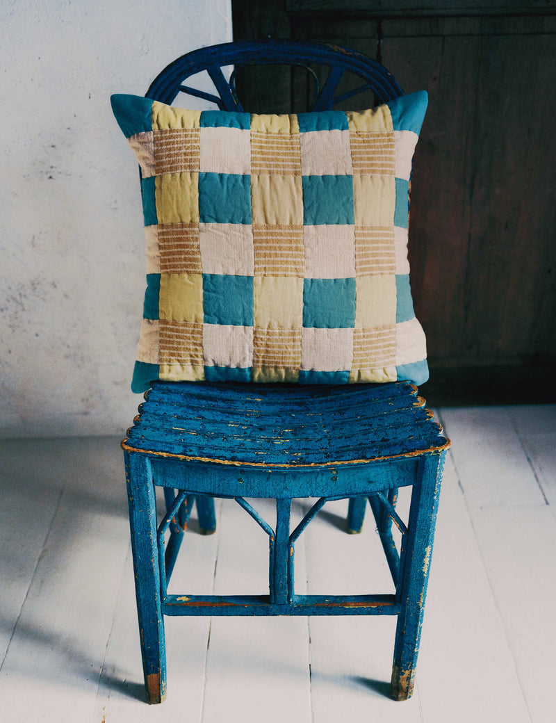 Pure cotton quilted patchwork cushion 50cm (British brand)