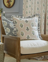 M&S Sanderson Pure Cotton Sessile Leaf Ruffle Cushion 50x50cm- Buy online at McGrocer