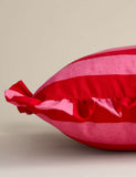 Pure cotton striped frill cushion 45cm, imported from the UK