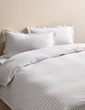 Pure cotton striped ruffle single bedding set, imported from the UK