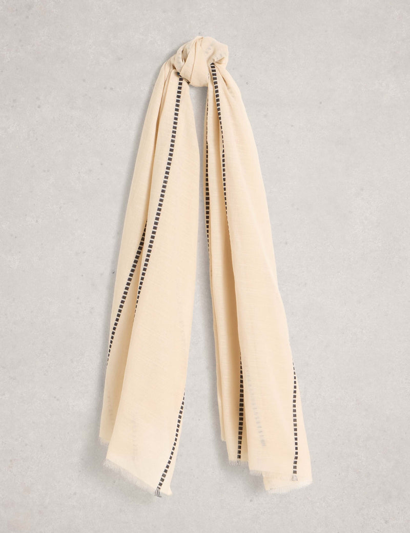 White Stuff pure cotton striped scarf, imported from the UK