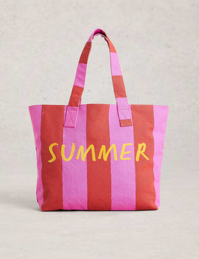 M&S White Stuff Pure Cotton Striped Summer Stuff Tote Bag- Buy online at McGrocer