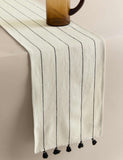 Pure Cotton Striped Tassel Table Runner