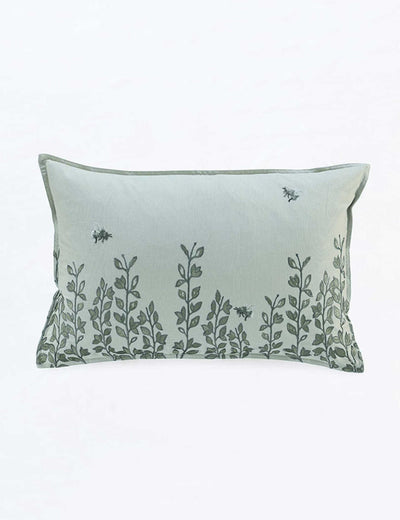 M&S MM Linen Pure Cotton Toby Embroidered Bolster Cushion 40cm x 60cm- Buy online at McGrocer
