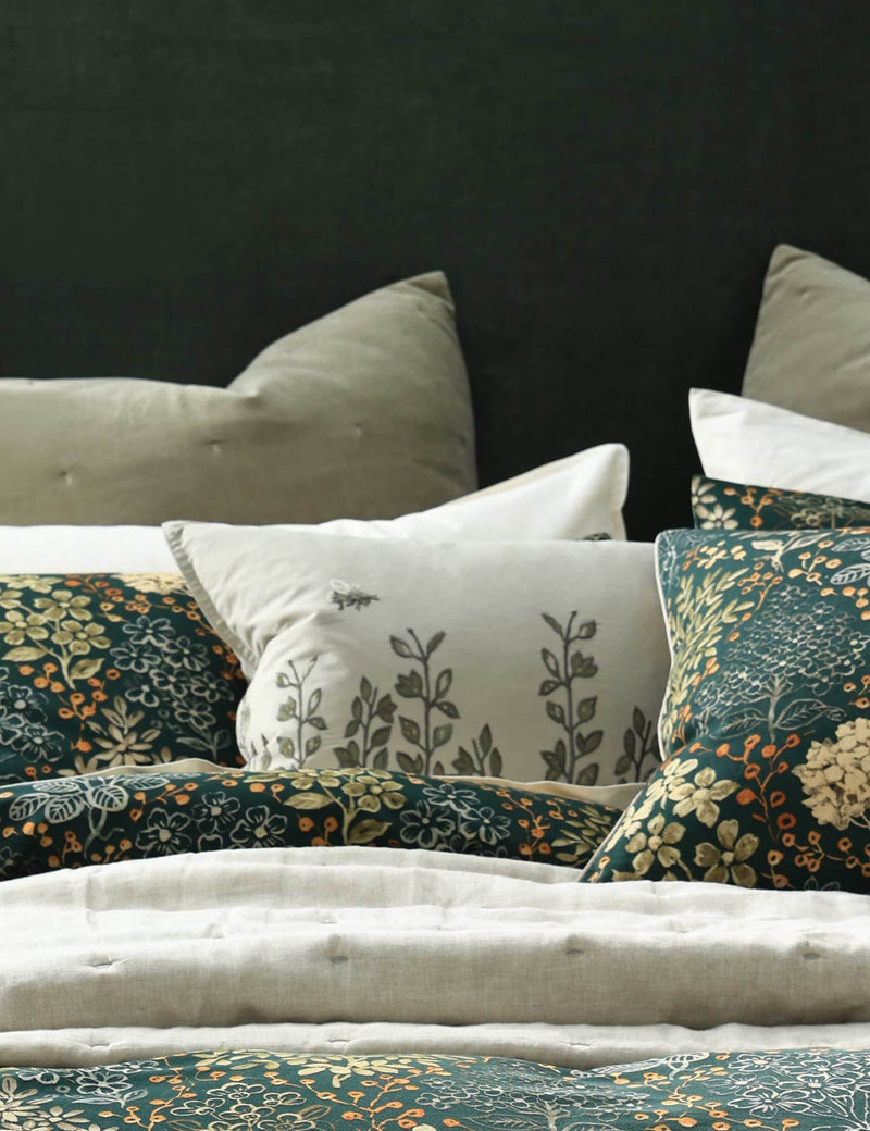 MM Linen Toby Embroidered Bolster Cushion 60cm, imported from the UK