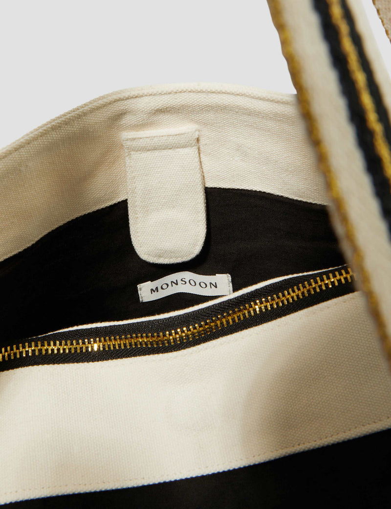 Monsoon striped cotton tote bag, imported from the UK