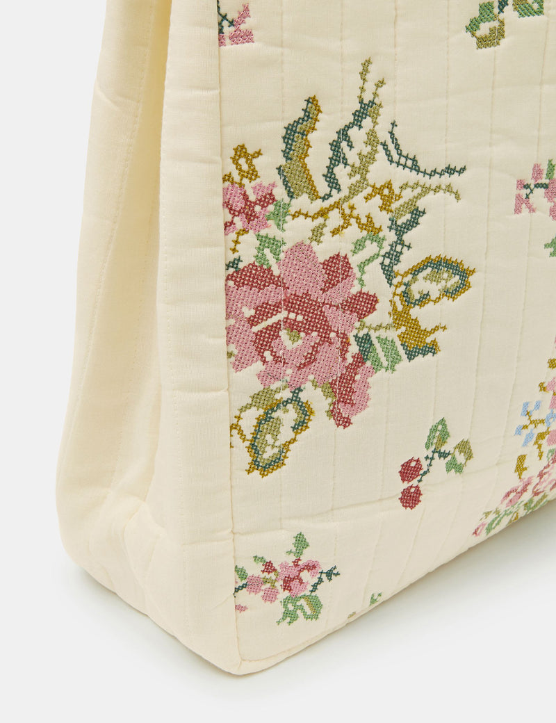 Accessorize pure cotton tote bag quilted smiley embroidery, imported from the UK