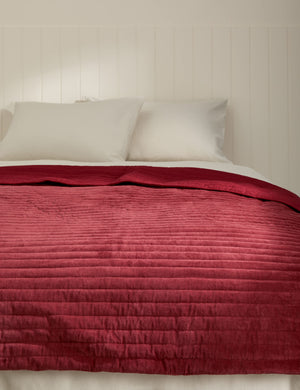 Pure Cotton Velvet Narrow Stripe Bedspread