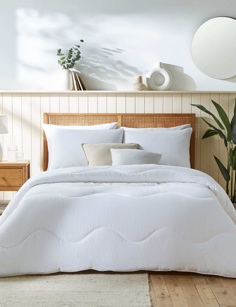 Night Lark cotton waffle 4.5 tog coverless duvet, imported from the UK