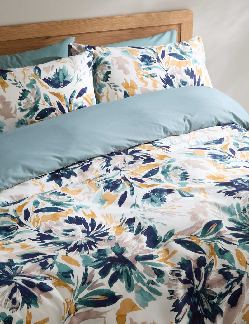 Ensemble de literie en pur coton à motif floral aquarelle