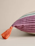 Woven striped outdoor cushion 50cm square, UK version