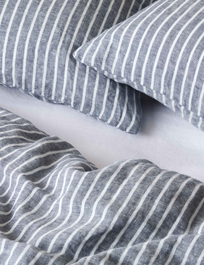 Bedfolk Pure Linen Striped Duvet Cover - British product