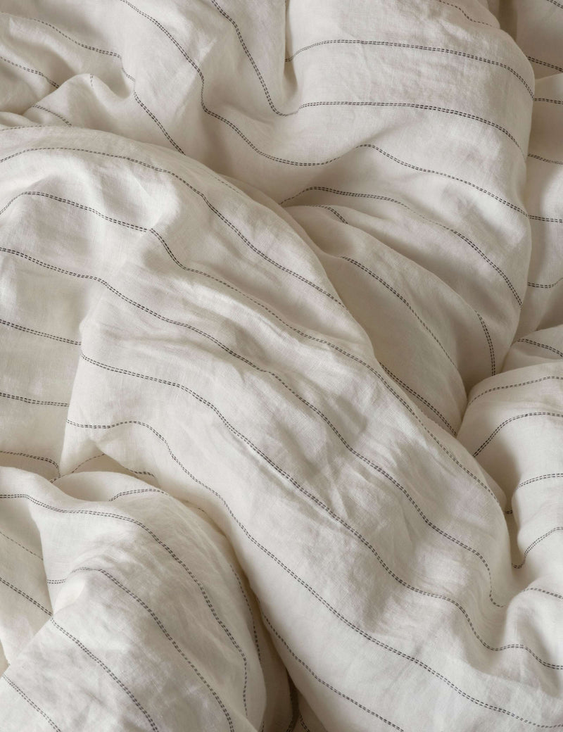 Bedfolk pure linen striped duvet cover - British product
