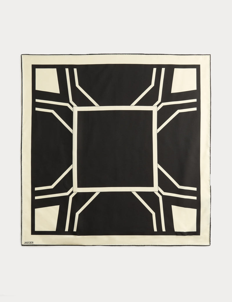 Jaeger pure silk geometric scarf 64x64cm - British product