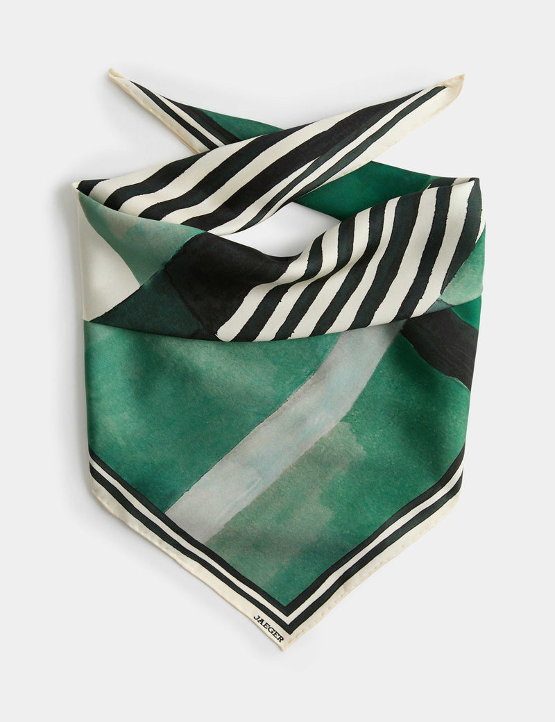 Jaeger striped silk scarf 64cm, imported from the UK