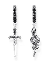 Next Thomas Sabo Black Mystic Snake 925 Silver 3D Hoop Earrings- Buy online at McGrocer