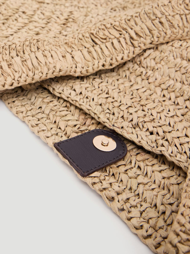 Hush Aster raffia panel tote bag in natural, imported from the UK