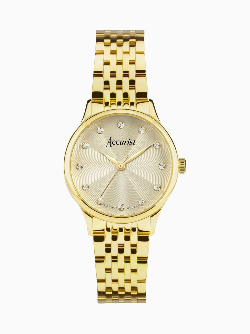 Accurist gold dress stainless steel bracelet 28mm watch - British product