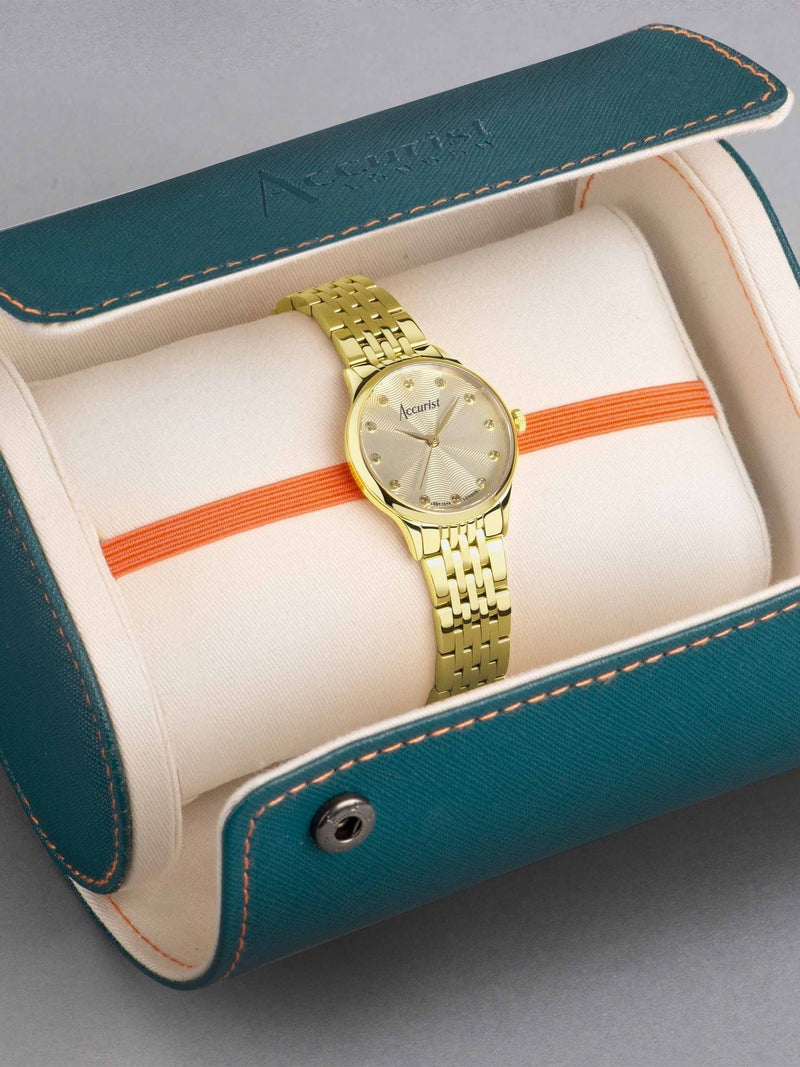 Accurist gold dress stainless steel bracelet 28mm watch - British product