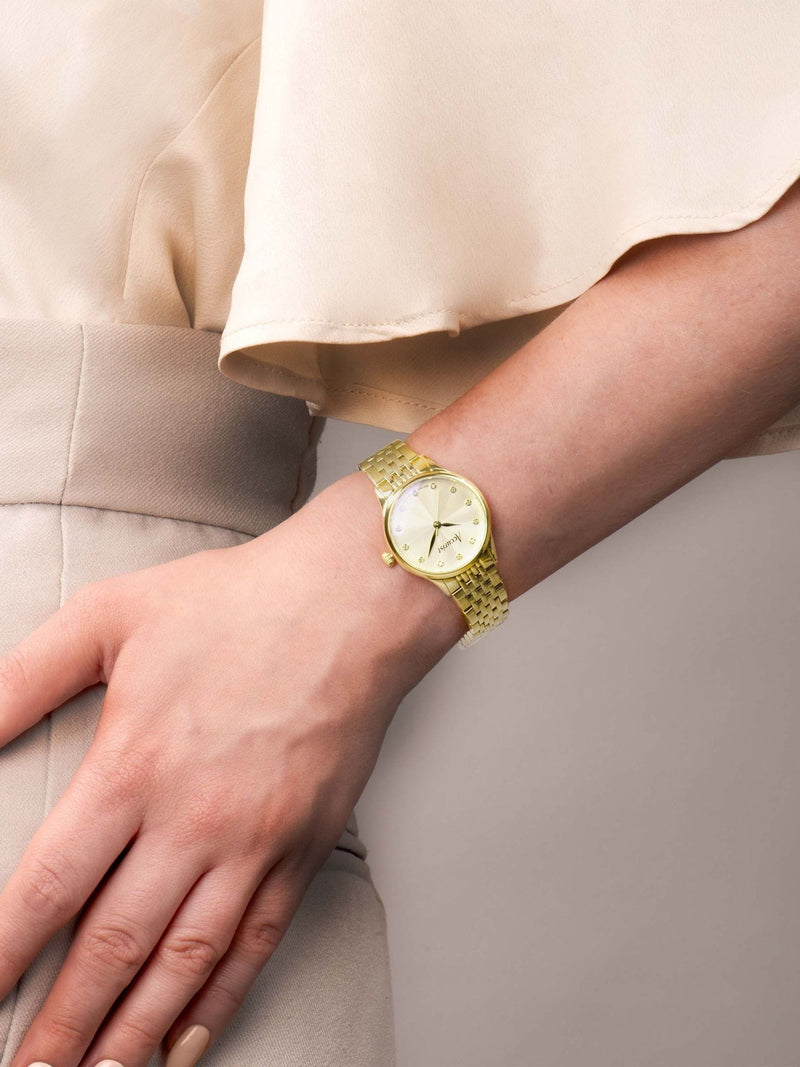 Accurist gold dress stainless steel bracelet 28mm watch - British product