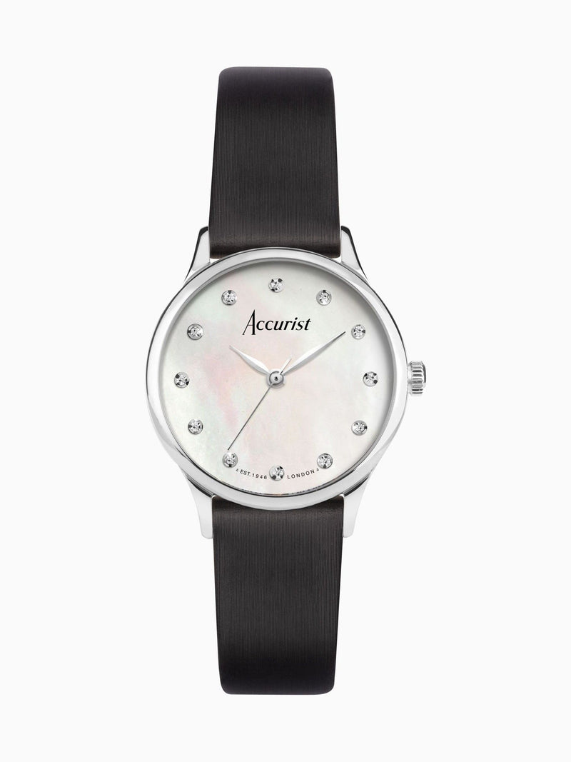 Accurist black dress leather strap watch 28mm - British product