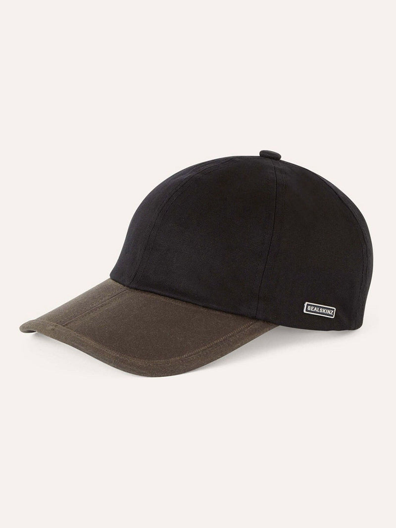 Sealskinz black waterproof oiled canvas cap, UK version