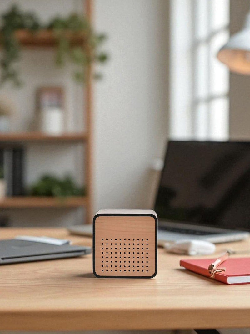 Widdop brown wooden alarm clock with Bluetooth speaker, imported from the UK