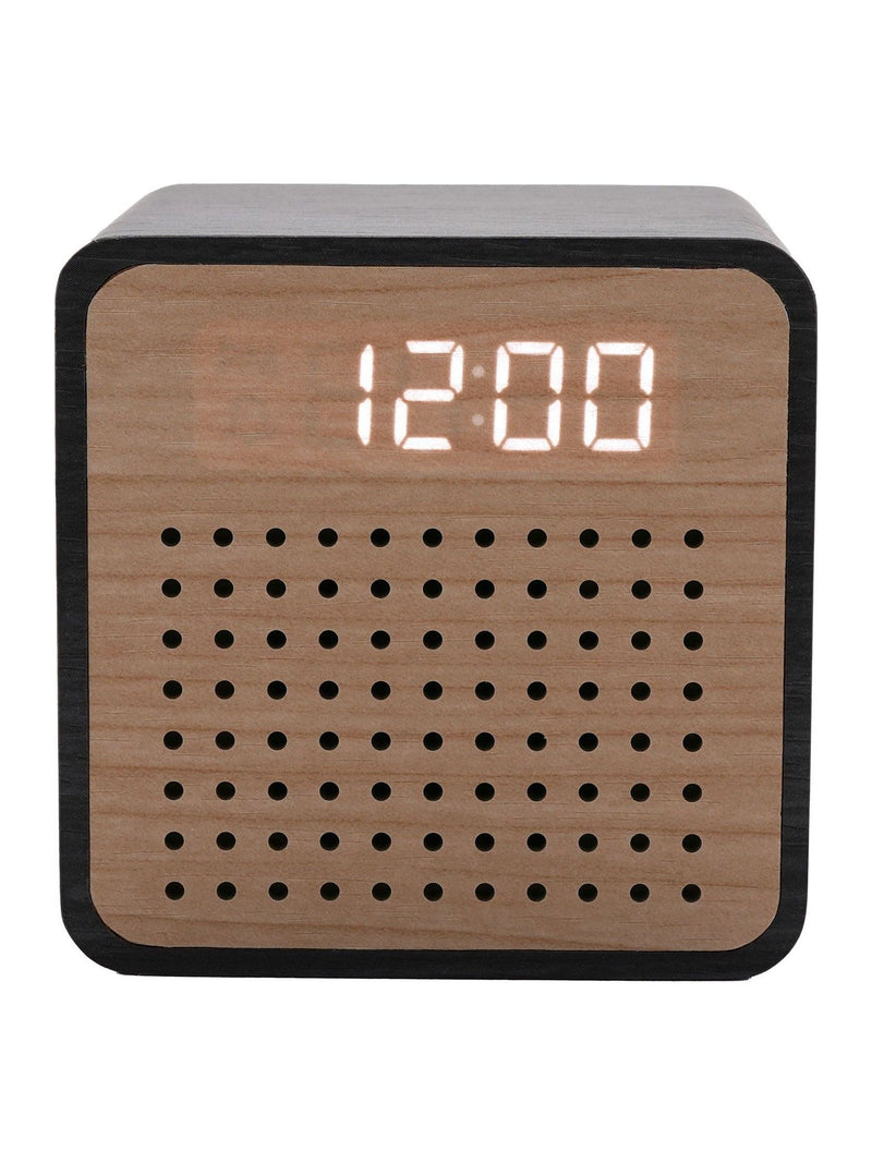 Widdop brown wooden alarm clock with Bluetooth speaker, imported from the UK