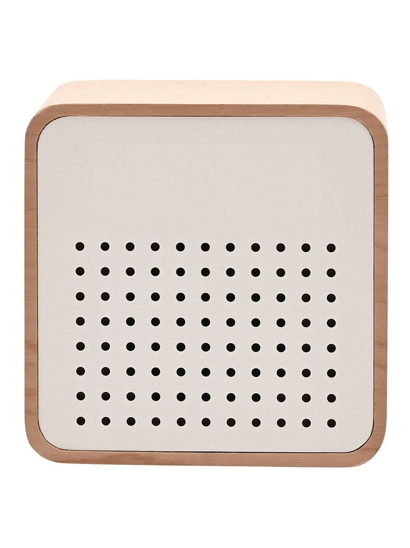 Widdop white wooden alarm clock with Bluetooth speaker, imported from the UK