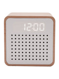Widdop white wooden alarm clock with Bluetooth speaker, imported from the UK