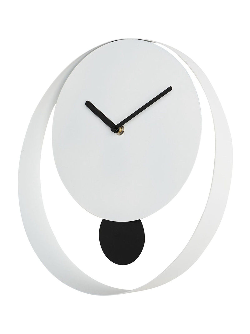 Widdop white pendulum wall clock with black hands (British brand)