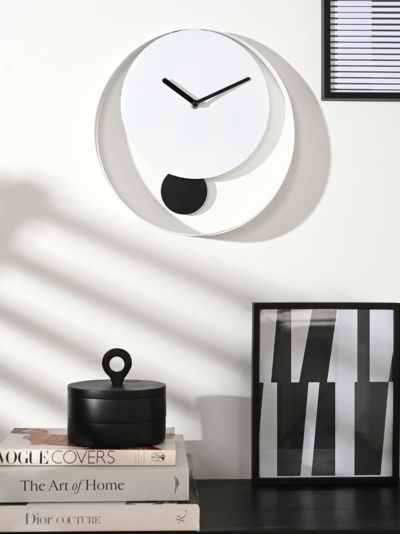 Widdop white pendulum wall clock with black hands (British brand)