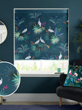 Sara Miller Teal Green Heron roman blinds, imported from the UK