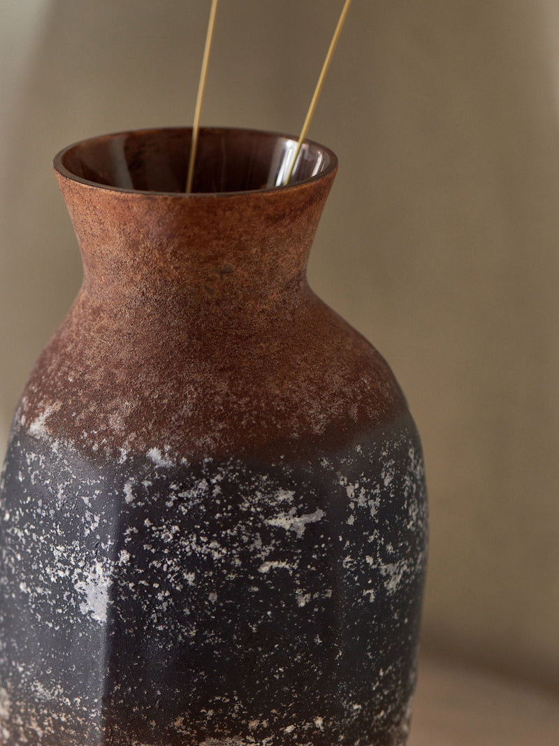 French Connection brown rust effect vase 18cm - British product