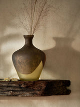 Next French Connection Brown & Ochre Dip Effect Glass Vase 21cm x 16cm x 16cm- Buy online at McGrocer