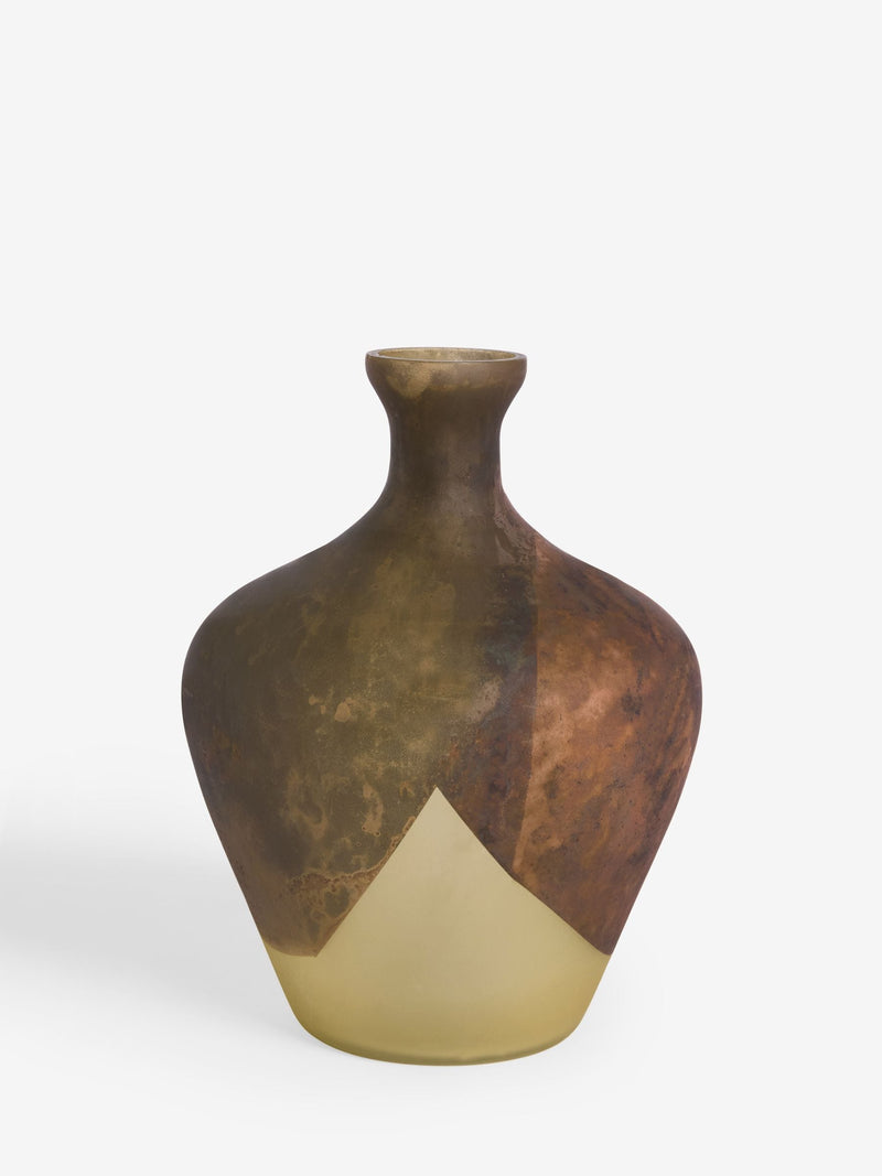 French Connection brown ochre vase with dip effect, 21cm height - British product