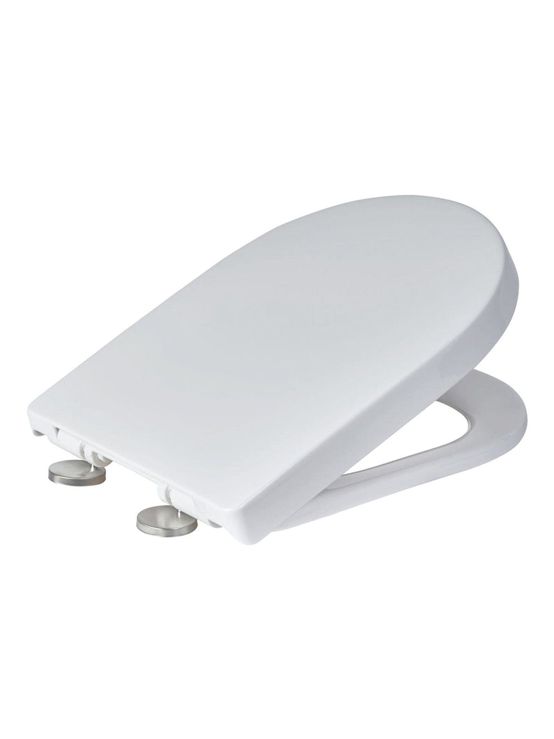 Showerdrape white D-shape soft close toilet seat with quick release (British brand)