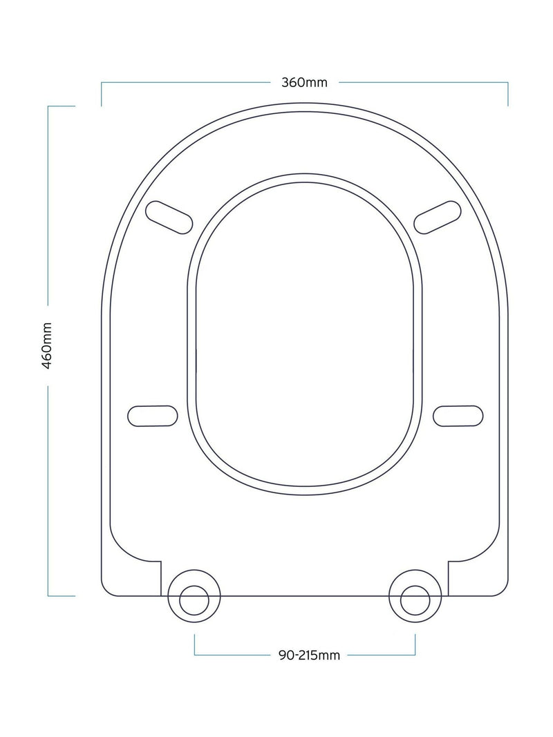 Showerdrape white D-shape soft close toilet seat with quick release (British brand)