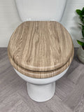 Showerdrape Rust Oak Norfolk soft close toilet seat, imported from the UK