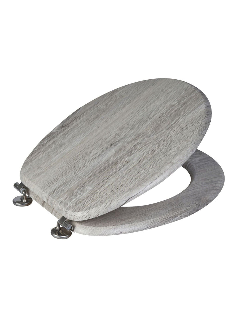 Showerdrape Oxford grey oak wooden toilet seat, imported from the UK