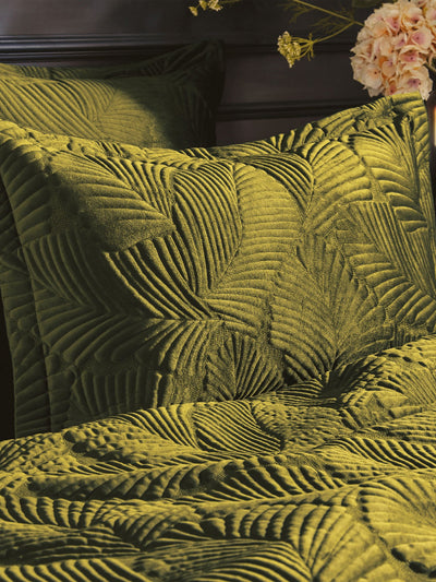Next Paoletti Green Quilted Velvet Duvet Cover and Pillowcase Set- Buy online at McGrocer