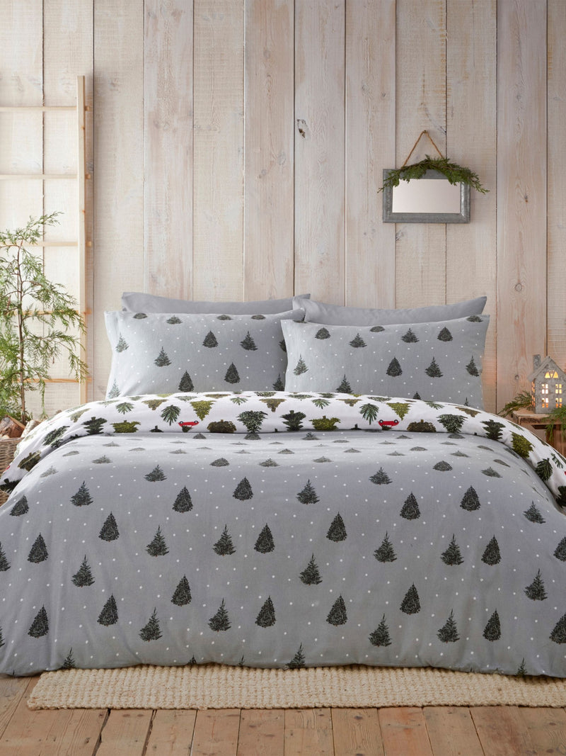 Furn Evergreen reversible brushed cotton duvet cover set - British product
