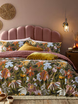 Furn Green Asterea Floral Print Reversible Duvet Cover and Pillowcase Set