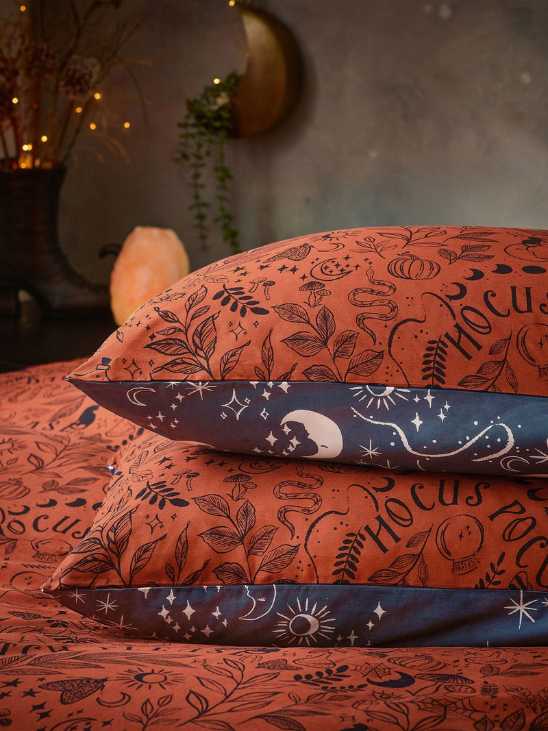 Furn Orange Witchy Vibes reversible duvet cover and pillowcase set - British product