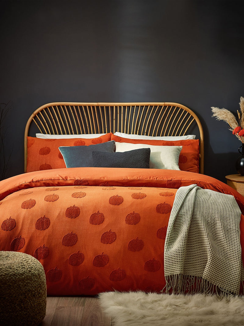 Halloween pumpkin tufted duvet cover and pillowcase set - British product