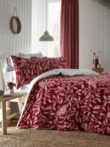 Dreams & Drapes Red Christmas Woodland Owls Plush Fleece Duvet Cover Set