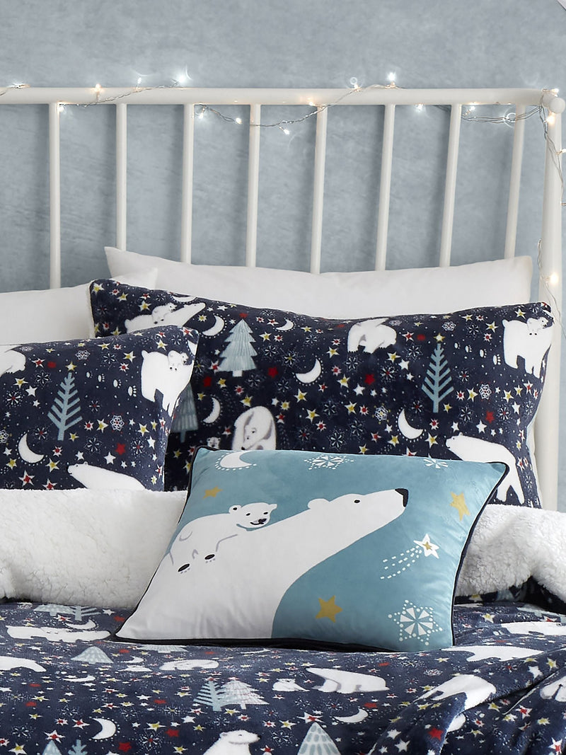 Fusion Blue Starry Night Plush Christmas Duvet Cover Set - British product