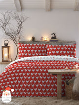 Fusion Red Geo Robin Christmas Reversible Duvet Cover Set